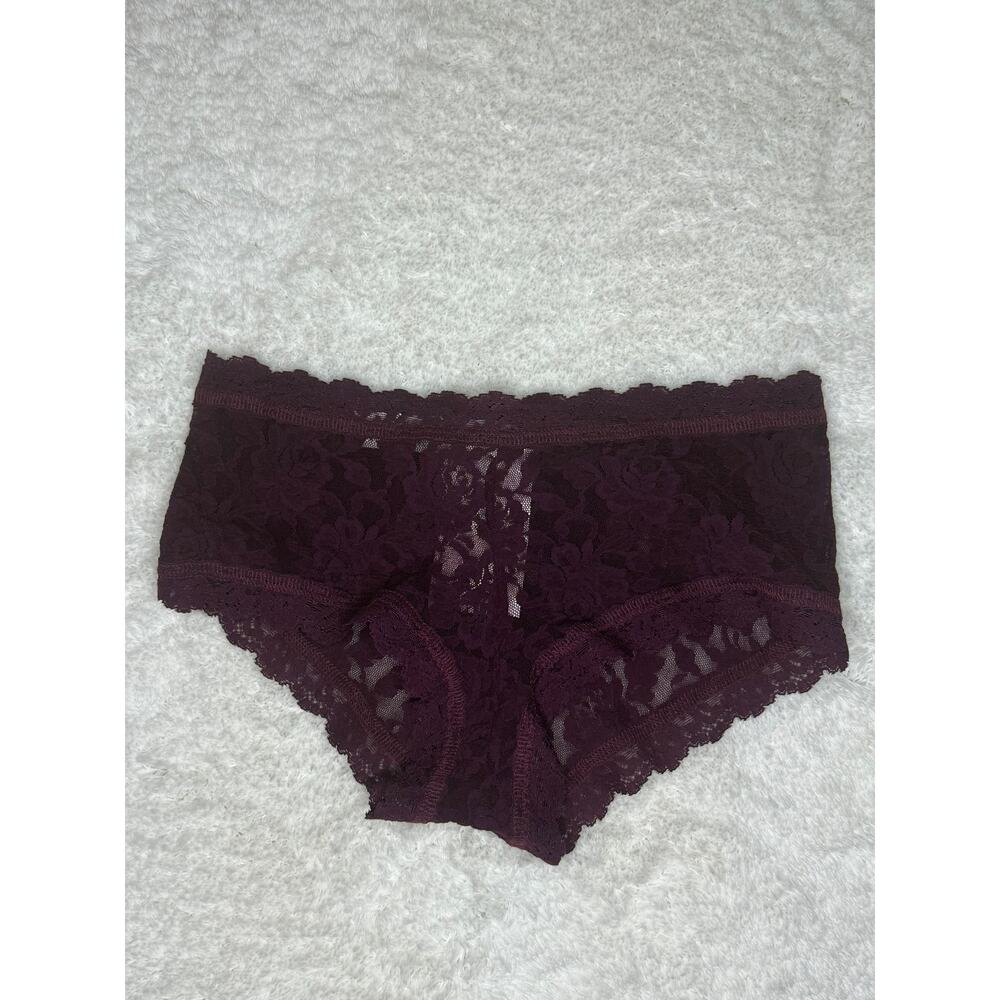 NWT Hanky Panky Purple Lace Boyshort Panties XS Sheer Floral Lace